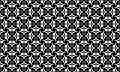 Aufkleber - Flower geometric pattern. Seamless vector background. White and black ornament.