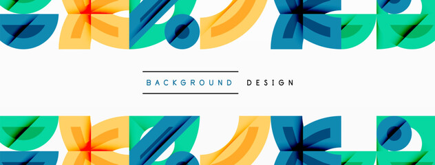 Fototapete - Abstract geometric shapes repeat. Vibrant colors create modern design. Lines intersect, forming dynamic patterns. Minimalist aesthetic, clean presentation.