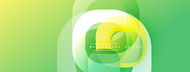 Aufkleber - Abstract green background. Overlapping circles create dynamic visual effect. Modern design elements present smooth gradients.