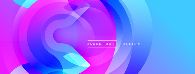 Aufkleber - Abstract layers create vibrant, flowing shapes. Pink, blue hues blend, forming dynamic background design. Modern, stylish presentation.