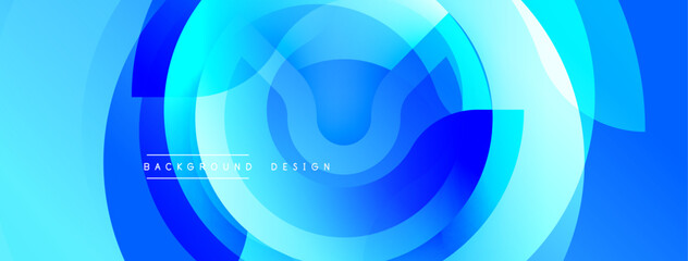 Leinwandbilder - Abstract blue design features concentric circles, gradients, flowing shapes. Modern aesthetic, suitable for backgrounds, banners, presentations.