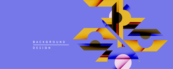 Aufkleber - Abstract geometric composition. Vivid colors, layered shapes create dynamic visual effect. Modern design suitable for backgrounds, presentations, branding materials.