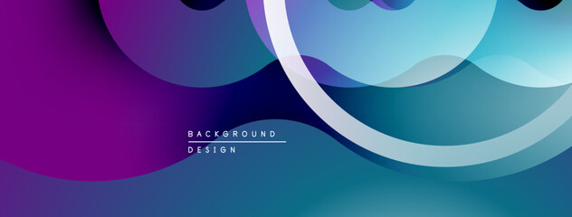 Aufkleber - Abstract fluid shapes, vibrant purple, blue gradients. White line creates dynamic composition. Modern design element for backgrounds.