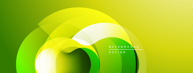 Aufkleber - Abstract green yellow design. Overlapping circles create dynamic visual effect. Modern background for presentations, websites.
