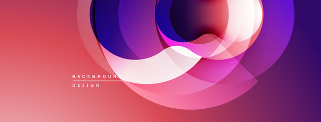 Leinwandbilder - Abstract circles overlap, creating vibrant pink, purple gradients. Modern design, smooth transitions, minimalist aesthetic.