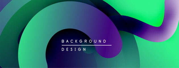Leinwandbilder - Abstract flowing shapes, vibrant gradients. Green, purple hues dominate composition. Modern design element for backgrounds.