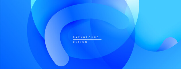 Aufkleber - Abstract blue layers create flowing shapes. Gradient colors suggest depth, modern design elements present. Minimalist aesthetic.