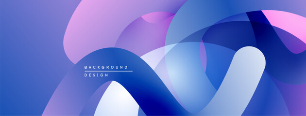 Fototapete - Abstract fluid shapes, blue purple gradients. Modern design, smooth curves, dynamic composition. Background element for projects.