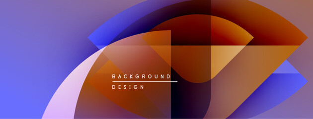 Fototapete - Abstract colorful design. Overlapping shapes create dynamic visual effect. Gradient hues blend smoothly, modern aesthetic.