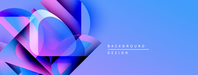 Fototapete - Abstract blue purple gradients form dynamic shapes. Background design suggests modern digital art, vibrant color scheme.
