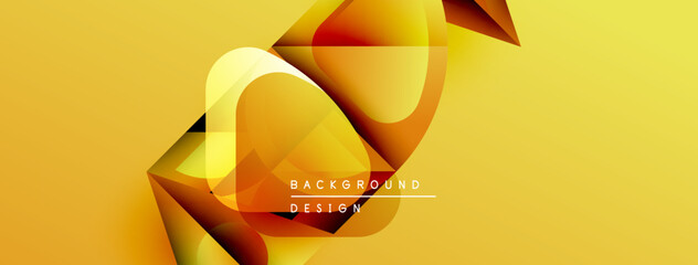 Fototapete - Abstract yellow design features curved shapes, gradients. Text reads background design. Modern, dynamic visual composition.