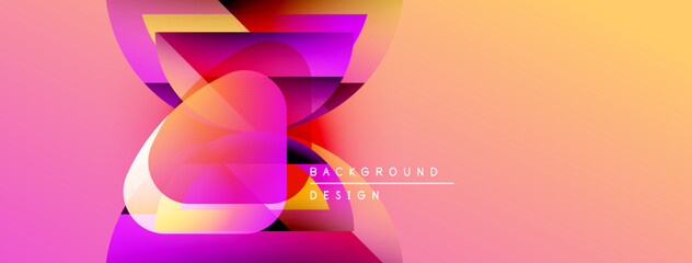 Aufkleber - Abstract gradients blend, creating dynamic shapes. Pink, purple, orange hues dominate design. Text reads background design.