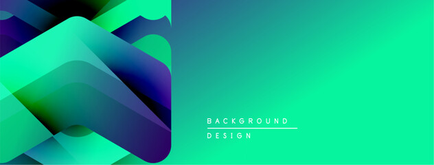 Poster - Abstract gradient shapes overlap, creating dynamic teal background. Modern design elements suggest innovation, fluidity. Text reads background design.