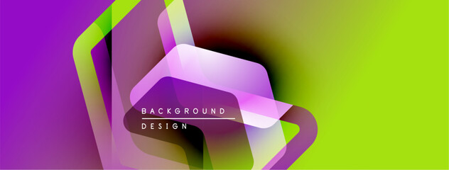 Aufkleber - Abstract geometric shapes, vibrant gradients. Purple blends into yellow. Text reads background design. Modern, dynamic visual composition.