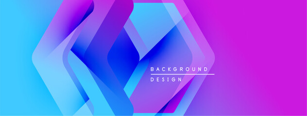 Aufkleber - Abstract geometric shapes overlap, creating vibrant blue, purple gradients. Modern design element for backgrounds, presentations.