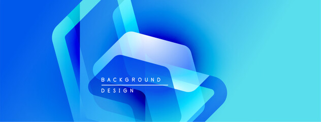 Fototapete - Abstract blue gradients form geometric shapes. Modern design elements create dynamic visual texture. Background includes text background design.