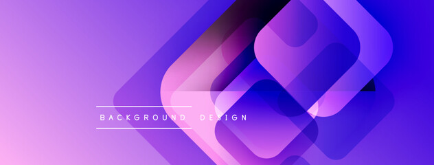 Poster - Abstract geometric shapes overlap, creating vibrant purple gradient background. Modern design elements suggest technology, innovation.