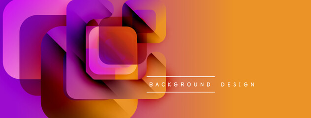 Poster - Abstract geometric shapes overlap, creating vibrant gradient effect. Orange, purple hues dominate design, modern aesthetic.