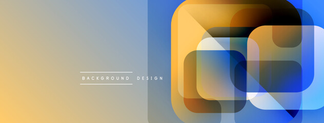 Poster - Abstract geometric shapes overlap, creating vibrant color gradients. Beige, blue hues dominate design, offering modern aesthetic.