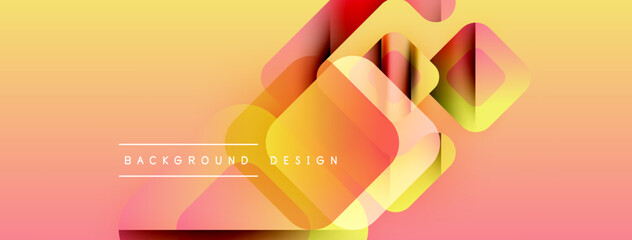 Poster - Abstract geometric shapes overlap, creating vibrant gradient effect. Warm colors dominate design, suggesting modern aesthetic.