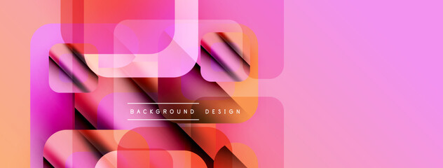 Poster - Abstract geometric shapes overlap, creating vibrant pink, orange gradients. Modern design elements suggest digital art, background texture.