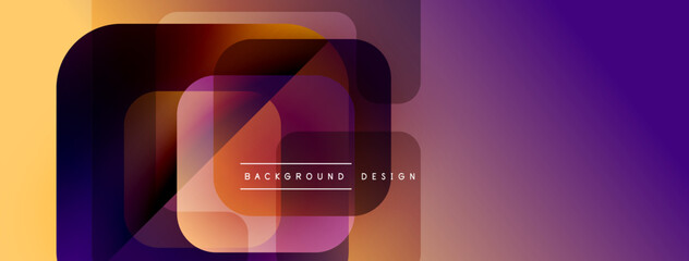 Poster - Abstract geometric shapes overlap. Warm colors blend with cool purple hues. Modern design element for backgrounds, banners.