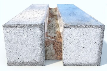 Poster - Concrete Blocks Separated by Stone, Illustrating Construction Materials and Foundation Engineering for Infrastructure Development and Renovation Projects : Generative AI