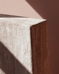 Poster - Abstract Concrete Block with Shadow on Pink Wall, Representing Architectural Minimalism and Modern Design for Creative Projects : Generative AI