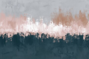 Aufkleber - Abstract Brushstroke Painting in Teal, Pink, and Gray, Evoking Serenity and Artistic Expression for Interior Design : Generative AI