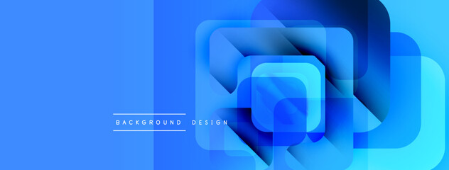 Poster - Abstract blue layers create dynamic composition. Modern design elements suggest technology, innovation, depth. Gradient effect adds visual interest.