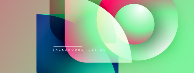 Poster - Abstract geometric shapes overlap, creating vibrant color gradients. Modern design elements suggest dynamic visual experience.
