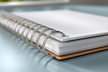 Aufkleber - Close-Up of Spiral Notebook on Desk, Illustrating Organization and Planning for Productivity and Academic Success, With Blank Pages for Copy Space : Generative AI