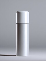 Poster - Silver Aerosol Can on Gray Background, Ideal for Product Mockups and Demonstrating Sleek Packaging Solutions for Marketing : Generative AI