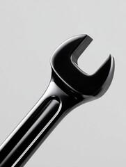 Aufkleber - Shiny Black Wrench on White Background, Illustrating Precision Engineering and Industrial Maintenance Solutions, Ideal for Construction and Repair Services : Generative AI