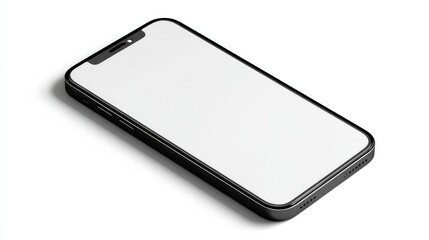 Aufkleber - Smartphone With Blank White Screen on White Background, Ideal for App Mockups and Mobile Technology Demonstrations : Generative AI