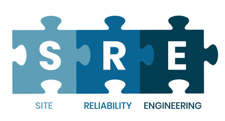 SRE - Site Reliability Engineering acronym. business concept background. vector illustration concept with keywords and icons. lettering illustration with icons for web banner, flyer, landing page