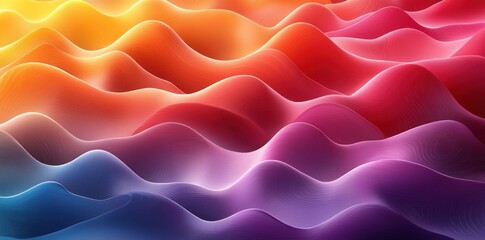 Wall Mural - Abstract colorful wave landscape with flowing gradient curves in warm and cool tones with topographic texture Generative AI