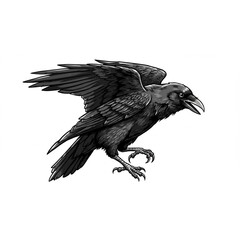a majestic black crow in flight a detailed scalable graphic perfect for logo design branding and tat