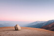 © Oleksandr - mountain ridge in chile at sunrise featuring solitary stone in center