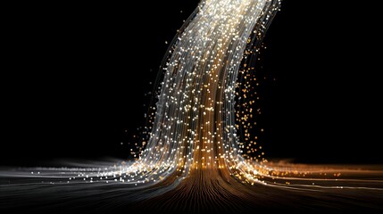 Wall Mural - A neon data waterfall streams like a digital rainbow in futuristic tech style.