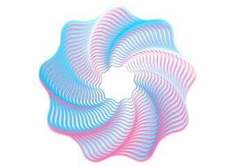 Poster - Blue pink geometric smooth twisted wavy curved element abstract design. Starry ornament vector background