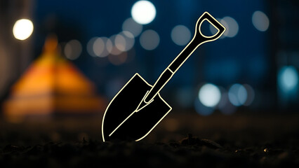 bold line vector icon of spade shovel