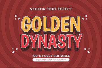 Wall Mural - Cartoon Text Effect, Golden Dynasty Vector Design with pop art style