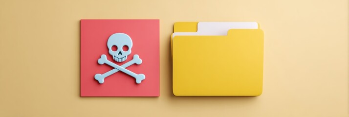 Poster - Antivirus Software Highlights a Phishing Folder on a Yellow Background, Emphasizing Cyber Threats and Online Safety