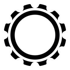 Canvas Print - gear wheel silhouette shape, settings icon symbol, black and white vector illustration