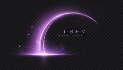 Aufkleber - Purple light arc with shining particles for futuristic or magical design. Vector light effect for covers, presentations, UI/UX and decorative graphics.