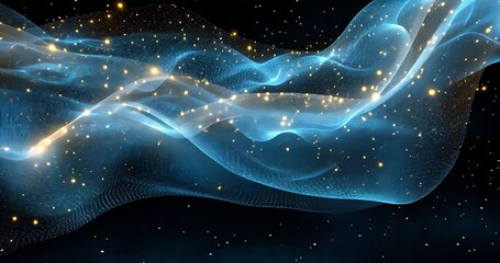 Wall Mural - abstract video with wavy blue light and particles, perfect for futuristic or technology-related them