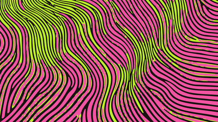 Fototapete - Abstract vector illustration in Y2K style, featuring wavy organic shapes in neon pink, lime green, and black. This trendy modern design uses bold, fluid lines and vibrant, energetic color palettes.