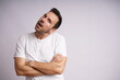 © Lambros Kazan - Male Model Showing Different Emotions on White Studio Background
