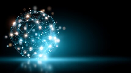 Leinwandbilder - Futuristic glowing data sphere with interconnected nodes and lines against dark tech background showcasing cloud technology innovation